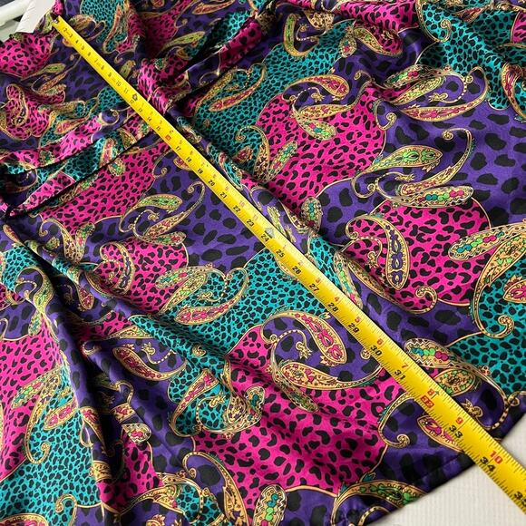 J.O Intimates Leopard Print Paisley Robe Shorter Women Size M/L Vintage Satiny - Picture 5 of 10